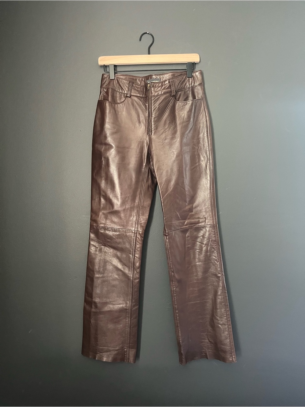 Banana Republic Genuine Brown Leather Straight-Leg Mid Rise Pants - Size 4